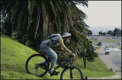 Riding yourself into traffic fail gif