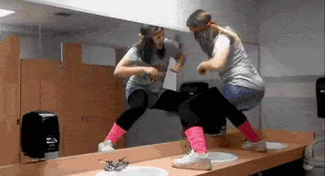 White girl dancing fail gif